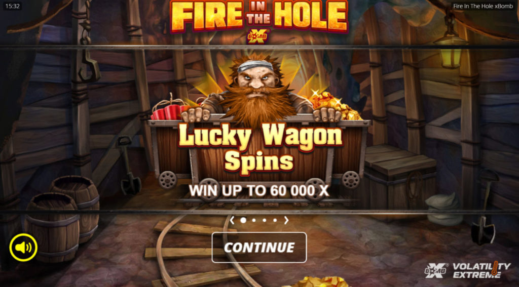 Fire In The Hole slot. Start Screen.