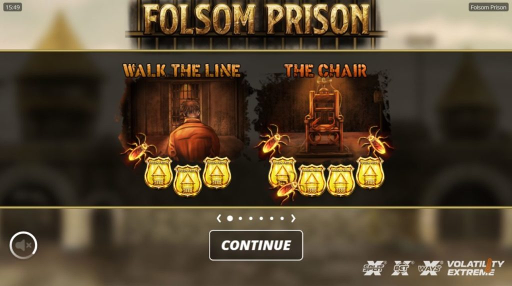 Folsom Prison slot. Start Screen.